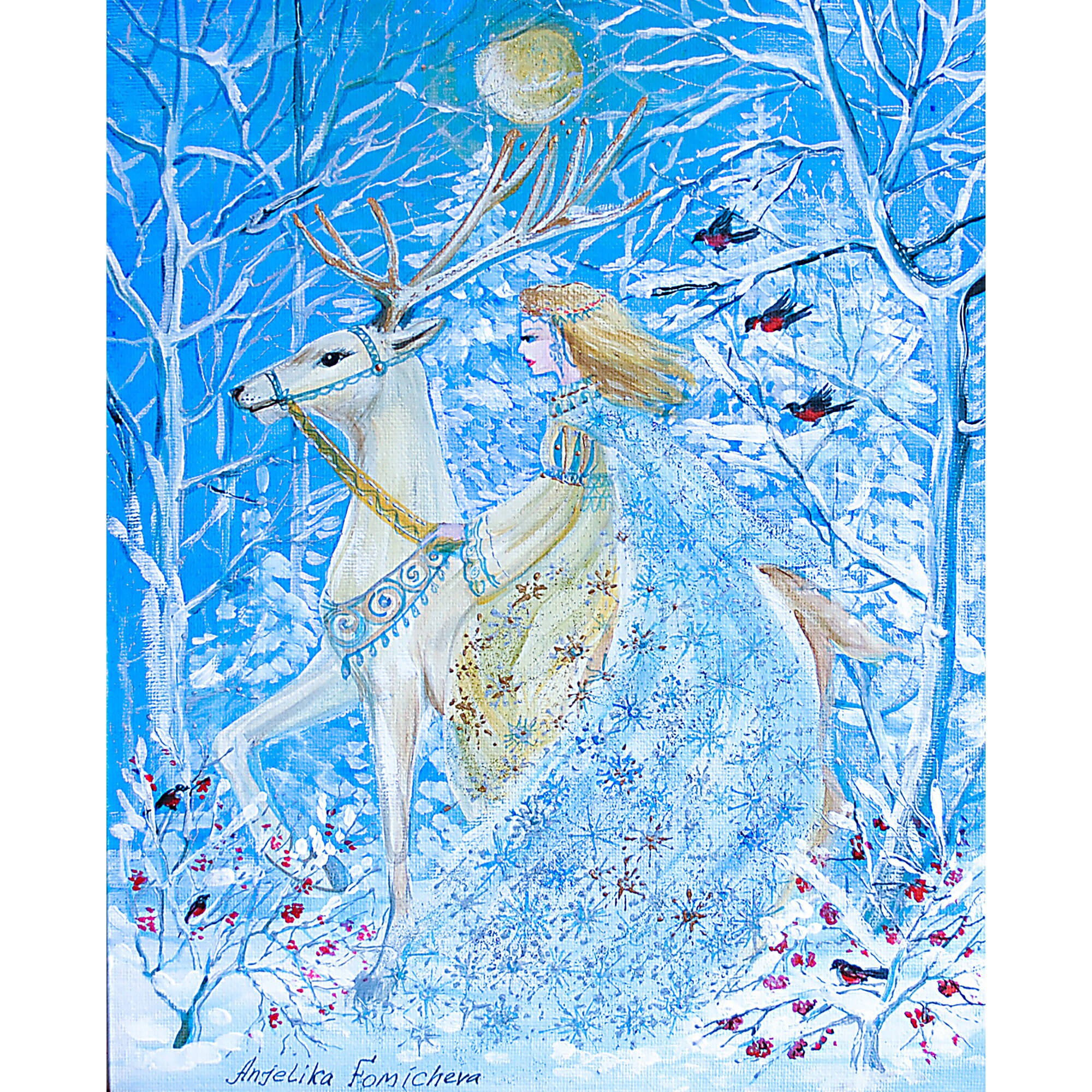 Snow Queen Original Painting Winter Solstise Goddess Art New Year ...