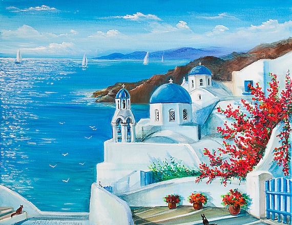 油彩 海辺の教会 【公式通販】