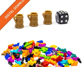 Beer Mug Miniatures | STL Digital Download | 3D Printable Model | BoardGameSet
