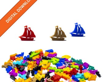 Ship Meeple Tokens | STL Digital Download | 3D Printable Model | BoardGameSet