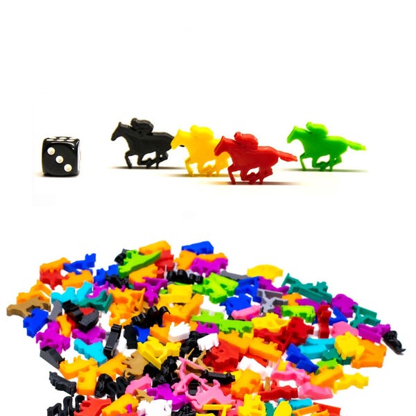 Horse Racing Game Pieces -  Horse Race Meeple Figures for Board Games