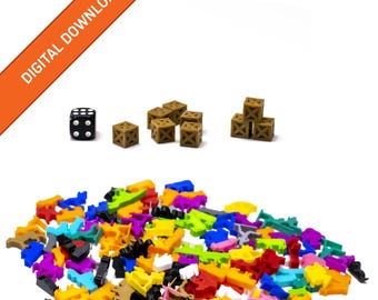 Crate Resource Tokens | STL Digital Download | 3D Printable Model | BoardGameSet