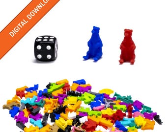 Bear Figures | STL Digital Download | 3D Printable Model | BoardGameSet