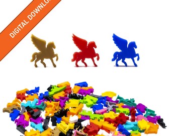 Pegasus Meeple Figures | STL Digital Download | 3D Printable Model | BoardGameSet