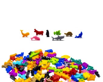 Aquatic Animal Meeples | Mixed Colors, Board Game Pieces (8pcs)