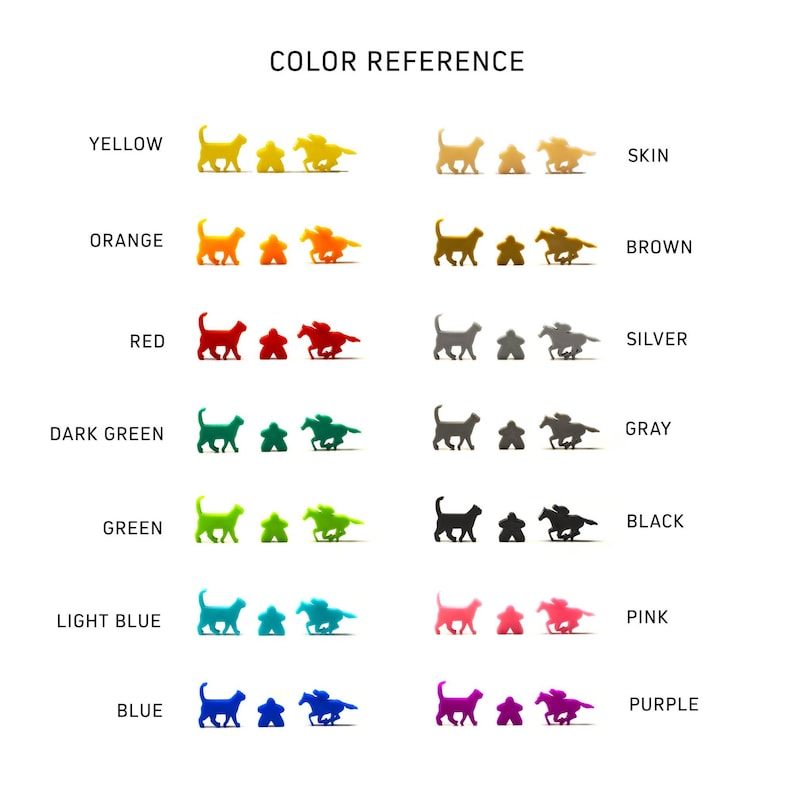 Puede incluir: Tabla de referencia de colores con una figura de gato y un caballo en varios colores, incluyendo amarillo, naranja, rojo, verde oscuro, verde, azul claro y azul. La tabla tambi&eacute;n incluye los nombres de colores correspondientes en texto negro.