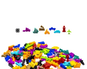 Vehicles Meeple Set | 8 Random Colors, Tabletop Game Pieces
