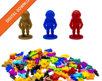 Astronaut Miniature Figures | STL Digital Download | 3D Printable Model | BoardGameSet
