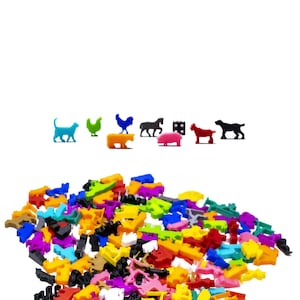 Ensemble de figurines Meeple, animaux de la ferme, pour jeux de société, 8 pièces | Couleurs mélangées - Accessoire de jeu de société