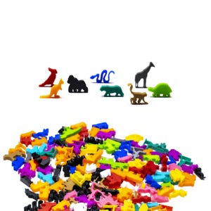 Exotic Animals Meeple Figure Set for Board Games 8pcs | Mixed Colors | Gaming Tokens Meeples Board Game Upgrade Components Accessories Dice