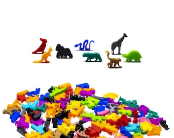 Exotic Animal Meeple Set | Mixed Colors, Board Game Upgrade (8pcs)