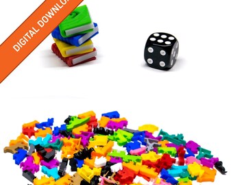Book Miniature Tokens | STL Digital Download | 3D Printable Model | BoardGameSet