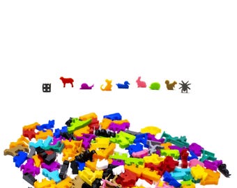 Animals of Meadow Meeple Figure Set 8PCS | RANDOM DIFFERENT COLORS Board Game Accessories Tabletop Pieces Upgrade Figurines Tokens Pack