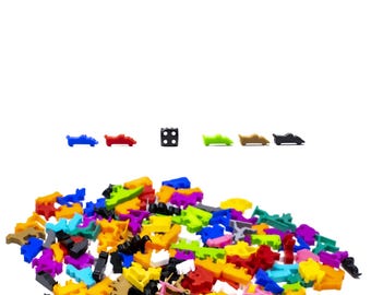 Race Car Meeples, Colorful Board Game Pieces, DnD Miniatures