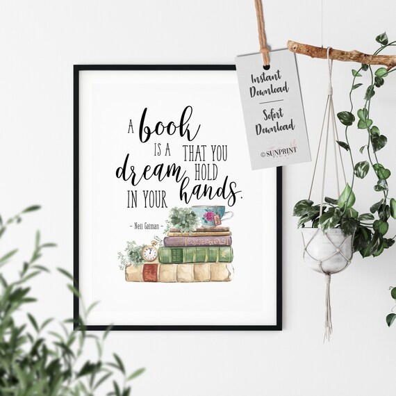 PRINTABLE Book Lover Wall Art Watercolor Wall Decor Book | Etsy
