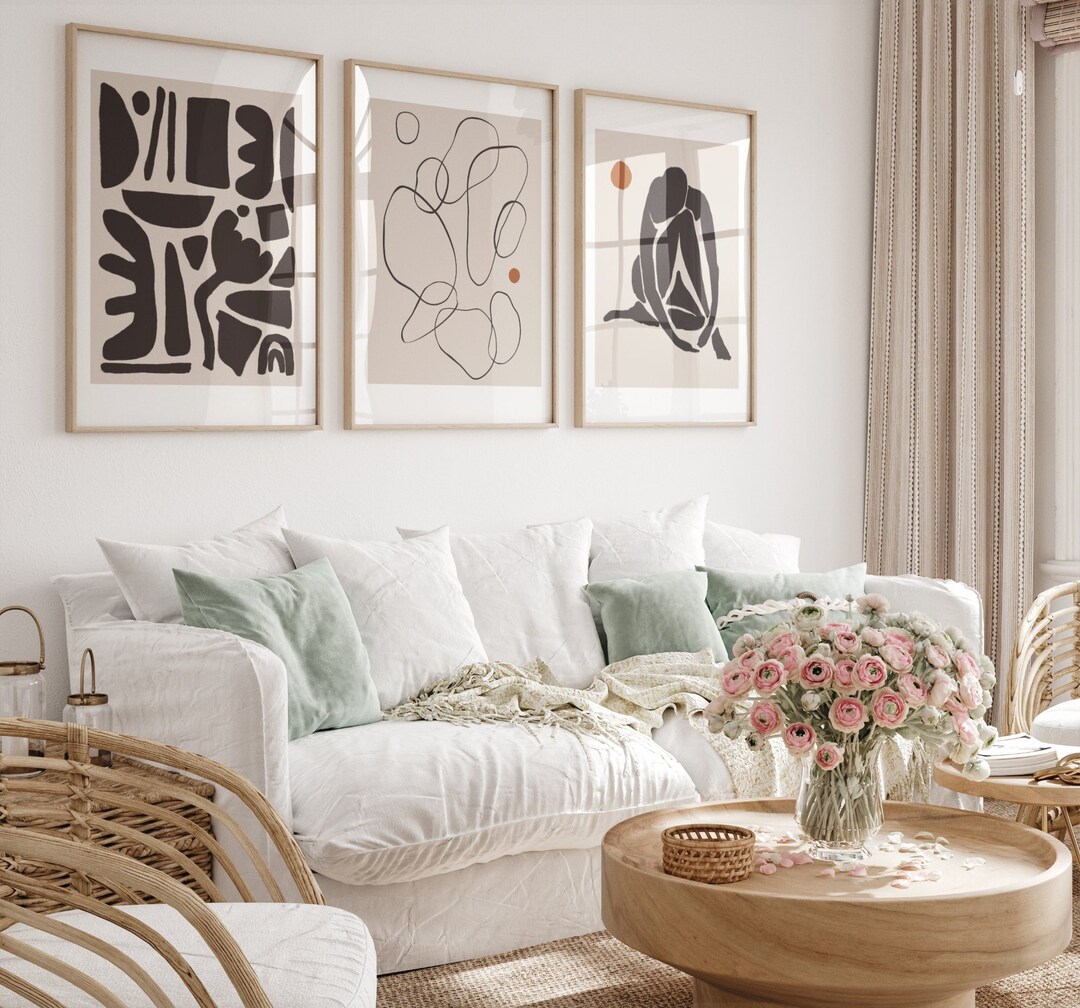 Printable Neutral Mid Century Modern Boho Wall Art Set of 3 - Etsy ...