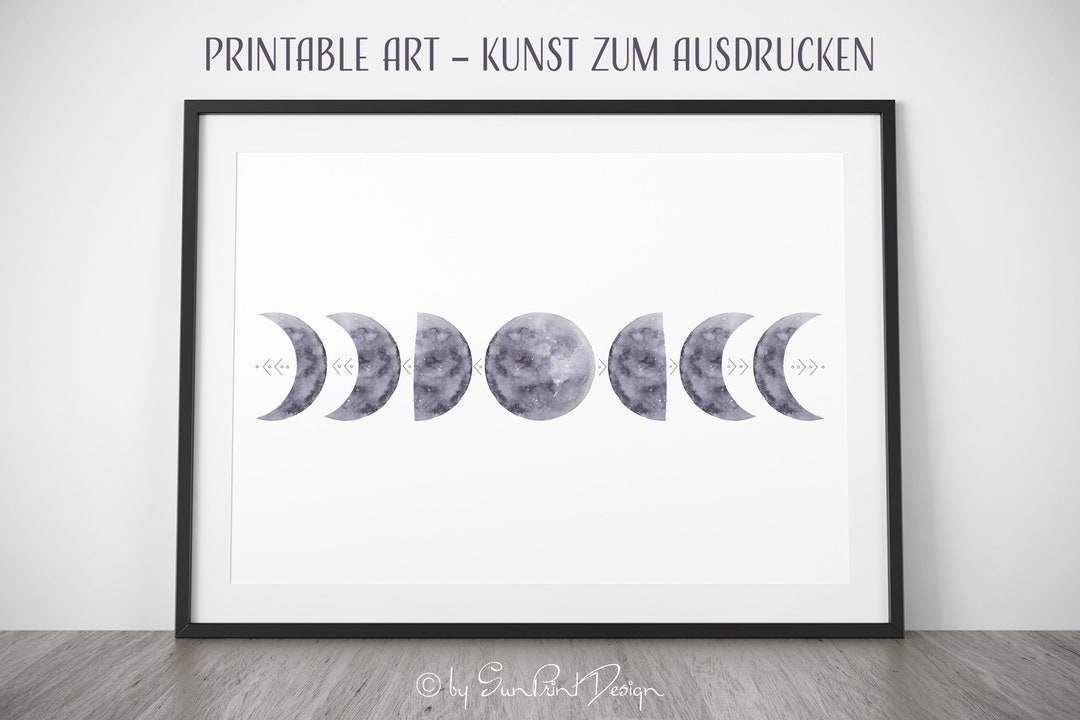 Printable Moon Phases Wall Art Modern Moon Art as Instant - Etsy