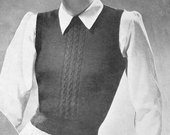 Vintage 1940s Knitting Pattern for Two Sleeveless Sweaters with V or Round Neck (Copley 1457) - PDF Download