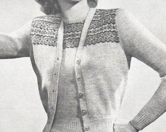 Vintage 1940s Knitting Pattern for a Fair Isle Cardigan (Bestway 1891) - PDF Download