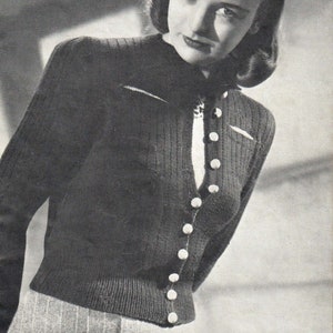 Vintage 1940s Knitting Pattern for a Ladies Twinset - PDF Download