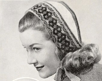 Vintage 1940s Knitting Pattern for 2 Dutch Bonnets (Bestway 1796)  - PDF Download