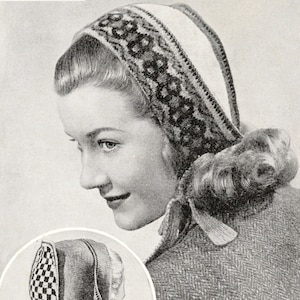 Vintage 1940s Knitting Pattern for 2 Dutch Bonnets (Bestway 1796)  - PDF Download