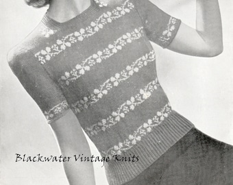 Vintage 1940s Knitting Pattern for a Fair Isle or Colourwork Sweater (Weldons 588)- PDF Download
