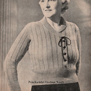 Vintage 1940s Knitting pattern for a Volup Ladies Sweater (larger sizes) PDF Download