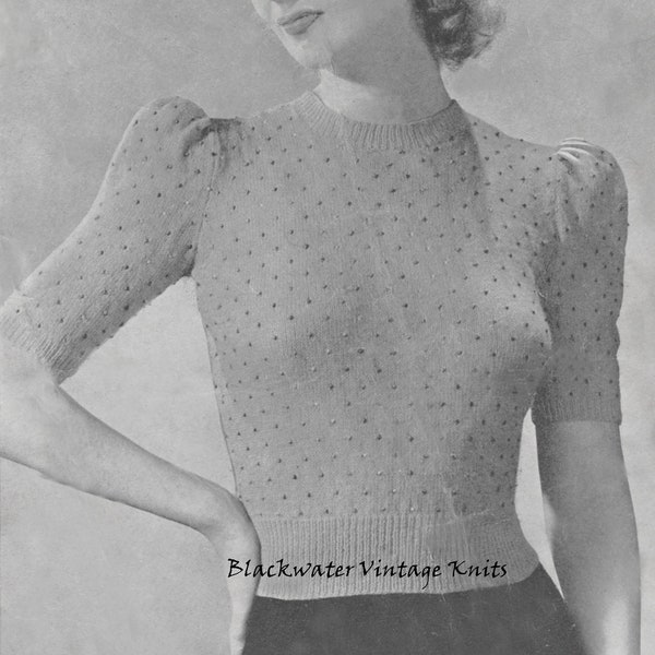 Vintage 1940s Knitting Pattern- Ladies Beaded Evening Sweater (Copley 1337) - pdf for download