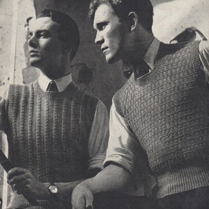 Vintage 1940s Knitting pattern for 3 Mens Slipovers/Vests  (Patons 189) - PDF Download