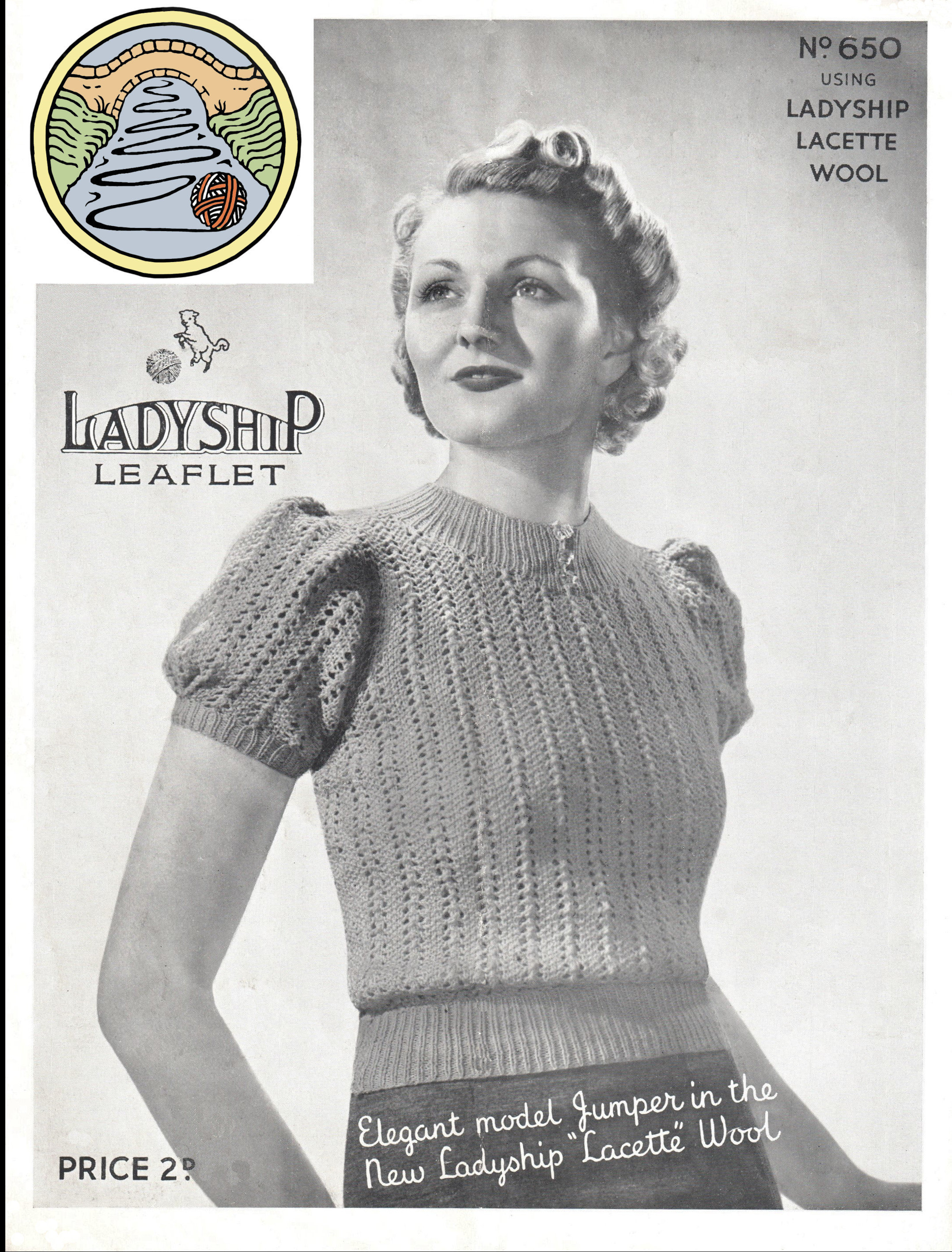 Ladies Short Sleeved Sweater in Lace (Ladyship 650) - Vintage 1930s Pattern- PDF Download