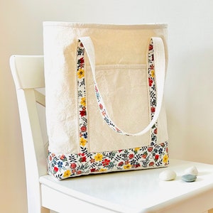 Sac cabas en gazon Liberty of London Edenham Tana et toile naturelle, grand sac de marché en coton écru pour femmes, fourre-tout pour livres, tout porter, cadeau pour elle