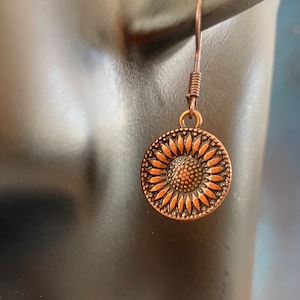Sunflower Earrings \ Copper Jewelry \ Celtic Jewelry \ Scottish Jewelry