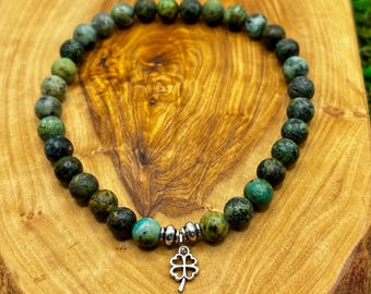 Clover Charm Bracelet: African Turquoise Jasper, Good Luck Jewelry