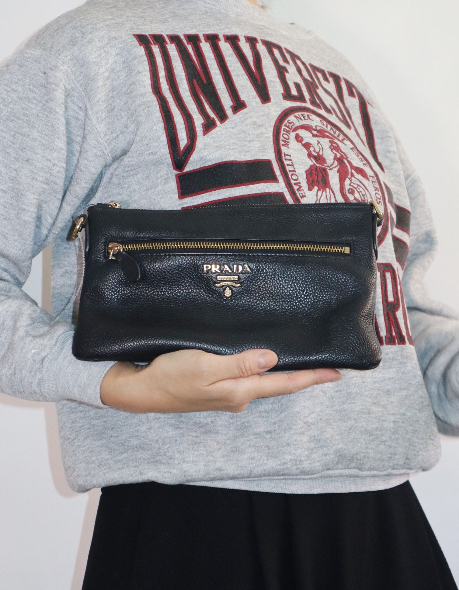 Leather clutch bag Prada Black in Leather - 14193264