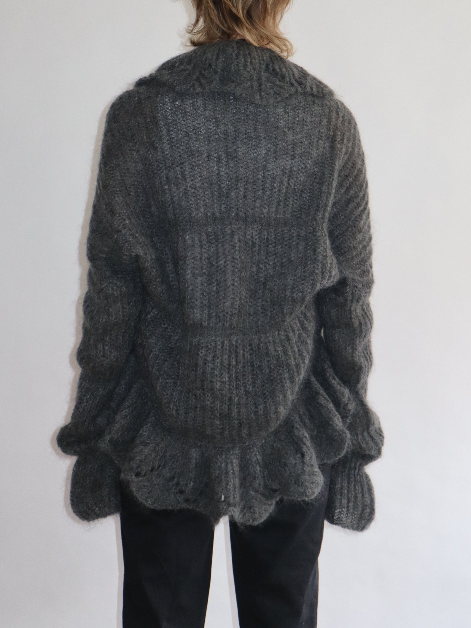 Gray Mohair Costume National Ruffle Cardigan Etsy