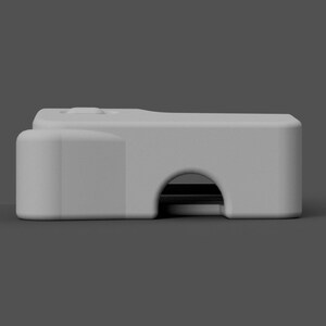 May include: A white plastic camera with a black lens. The camera has a small button on the top.