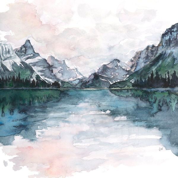 Lago Maligne - Impresión artística de 8 x 10