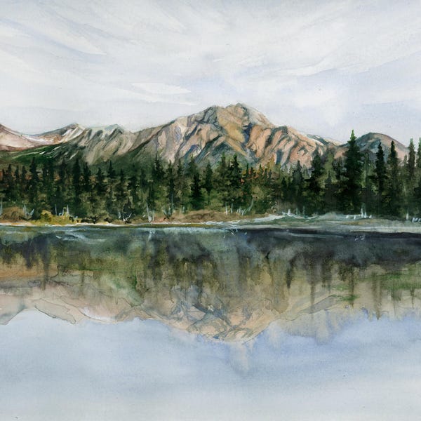 Acuarela original Pyramid Lake/Jasper