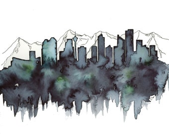 Calgary Skyline - Impresión de Bellas Artes 16x20