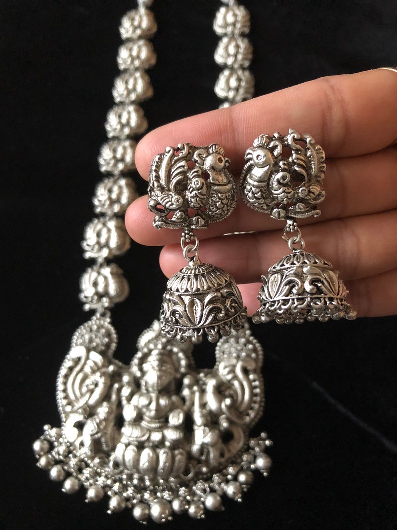 Iconic Collection|Traditional Collection Trending Matte Silver Peacock Pendant Jewelry Set Ethnic Vibe Unique Designs Designer Jewelry