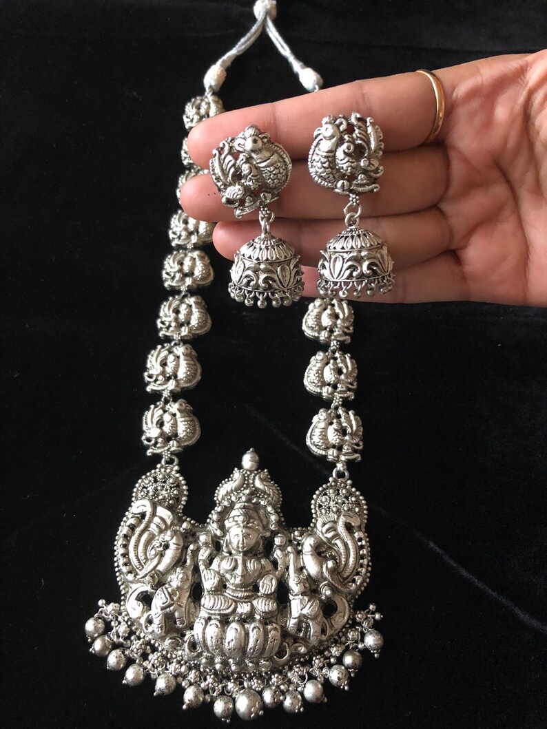 Iconic Collection|Traditional Collection Trending Matte Silver Peacock Pendant Jewelry Set Ethnic Vibe Unique Designs Designer Jewelry