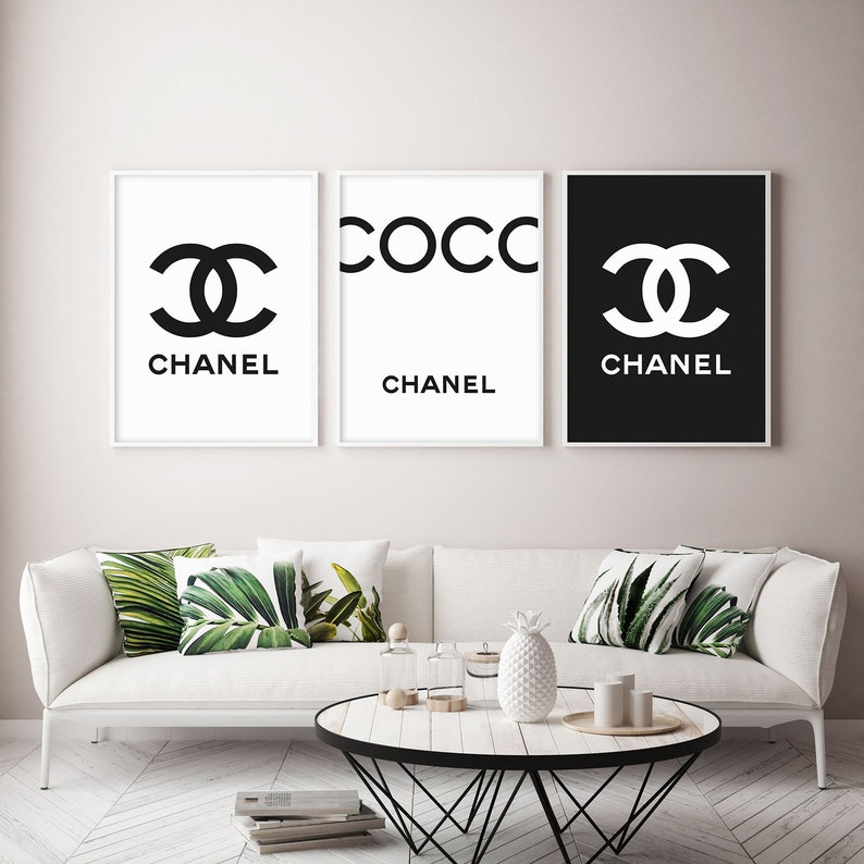 Chanel Print Set Of 3 Black And White Wall Art Set Of 3 Prints Bedroom Decor Fashion Print Chanel Poster Scandinavian Decor Chanel Inspired