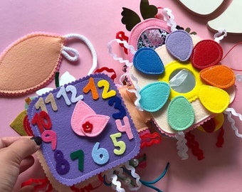 Libro de fieltro tranquilo personalizado de 6 meses a 2 años, libro de fieltro educativo, libro de sentimiento ocupado, libro de actividades para bebés, libro tranquilo. Juguetes de actividad