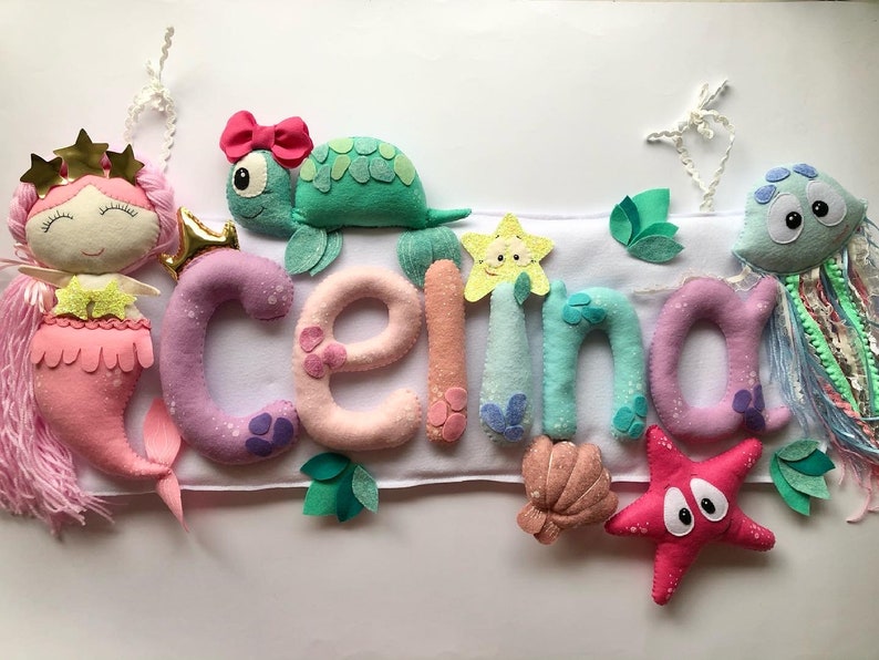 Name garland Kids Door Sing Name Garland Kids room decor Nursery decor Felt letters Felt name garland-Custom name garland name banner image 2