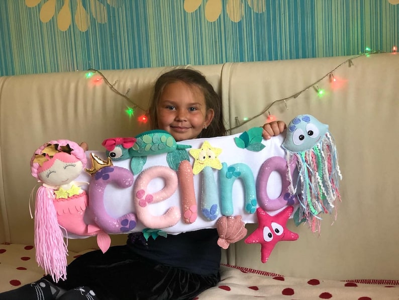 Name garland Kids Door Sing Name Garland Kids room decor Nursery decor Felt letters Felt name garland-Custom name garland name banner image 3