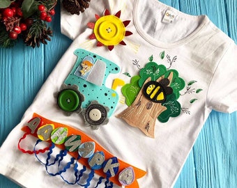 Shirt for kid's from 1 to 8 years with felt application,personalised gift,soft cotton T-shirt for baby,onesies for baby,kids birthday shirt
