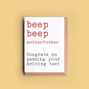 Funny Driving Test Congratulations Card: Rude Beep Beep - Auntie Social image 1