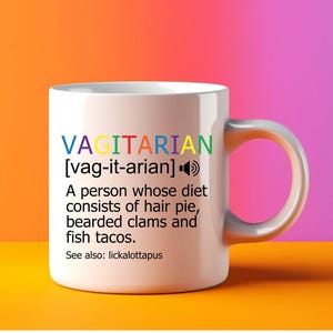 Vagitarian glass, LGBTQ gift, lesbian gift, gay gift, gay friend gift, girlfriend gift, funny gift for her, gay pride gift, vagitarian mug