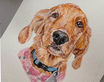 Custom watercolor pet portrait Watercolor dog painting Dog portrait custom Pet memorial gift Custom watercolor pet Custom pet portrait